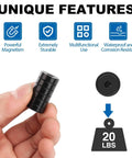 Hand holding Heavy Duty Neodymium Magnets Set 36 Countersunk Magnets With Screws 0.6 x 0.2 Inch 20 Lb Hold, highlighting features.