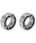 Two ACROPIX 6003 deep groove ball bearings, 17x35x10 mm, open, lubricated, silver-tone, front view