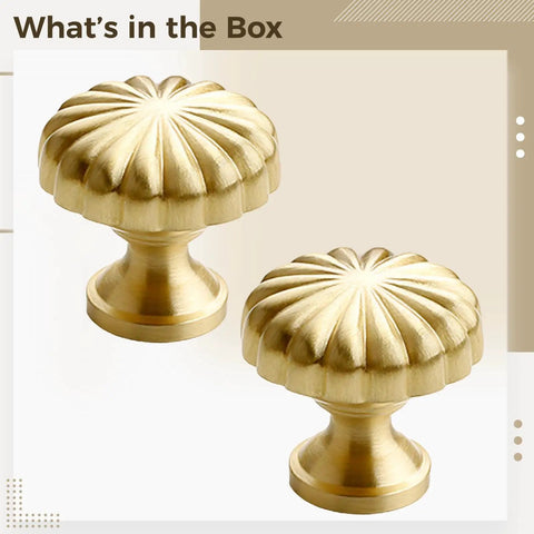 French Style Brass Cabinet Knobs Set Of Two, Gold Kitchen Cupboard Hardware, Pure Copper Dresser Drawer Pulls, Heavy Duty Build and Quick Swap to Big Time Elevate Your Home Decor, solid copper knobs 2.9 cm diameter.
