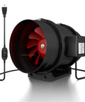 8 Inch Inline Exhaust Fan With 735 CFM, Built In Speed Controller, ETL Listed, Pre Wired 6 Ft Grounded Cord, Ideal For Grow Tents