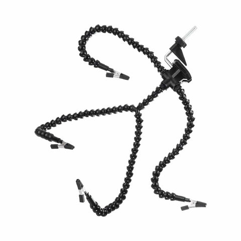 Top view of Soldering Helping Hands Clamp Stand with flexible gooseneck arms and four rotatable alligator clips.