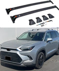 Badass Solid Heavy Duty Roof Rack Crossbar Fits Toyota Grand Highlander 2023 2024 2025 2026 Specific Fitment For Factory Rails Holds 150 Lbs Load Boosts Storage And Style Installing Quick Performs Like Magic For Outdoor Adventures Anytime. black aluminum crossbars and Toyota Grand Highlander with factory rails