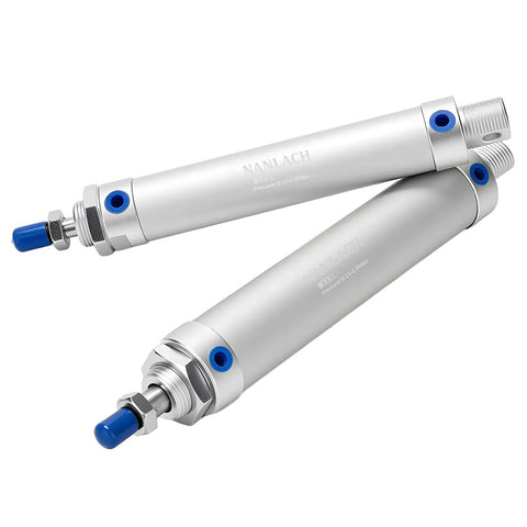 Pneumatic Air Cylinder 25mm Bore 25mm Stroke Double Acting With Two 8mm Fittings PT1/8 Port Aluminum Alloy Body 1.0 MPa Max Pressure