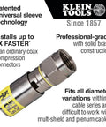 Image of Pro Grade Universal Compression F Connectors For RG6 And RG6Q Coax With Universal Sleeve Technology 50 Pack Fast Easy Install Works Across Cable Variations, showing solid brass construction and branded sleeve.