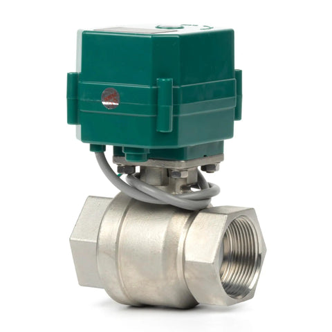 1-1/2 Inch Motorized Ball Valve With Full Port 304 Stainless Steel NSF Certified For Drinking Water Use Built To Last Workhorse 9-24V AC DC 2 Wire Auto Return Normally Closed