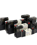4V220-08 DC24V One Quarter Inch PT Double Solenoid Five Port Two Position Pneumatic Valve group view