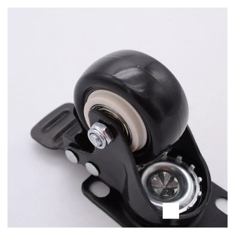 Built Tough Two Inch Swivel Caster Wheels Featuring Silent Low Profile Design For Heavy Duty Mobile Workbenches And Professional Instrument Carts With Dual Sealed Bearings, black with steel core, close-up view.