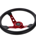 Universal 14 Inch PU Racing Steering Wheel With Horn Button Red Drift Style For Car Truck Golf Cart And Simulator Use