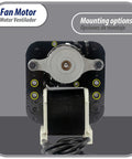 Front view of Universal 220V Fan Motor Kit For Evaporators And Bathroom Exhaust With Multi Position Mounting Bracket Shaft Adapters
