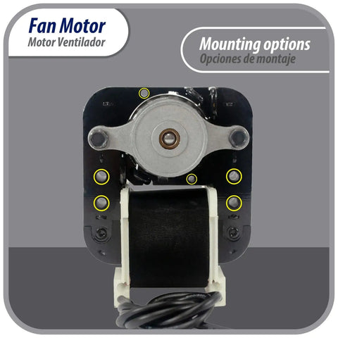 Front view of Universal 220V Fan Motor Kit For Evaporators And Bathroom Exhaust With Multi Position Mounting Bracket Shaft Adapters
