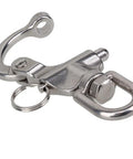 Heavy Duty Stainless Steel Swivel Eye Snap Shackle 5 Inch Marine Grade Boat Rigging Hardware with polished finish.