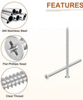 No Sweat Heavy-Duty Flat Head Wood Screws 304 Stainless Steel Self Tapping Size 10X4 Inch showing flat Phillips head and clear thread design.