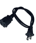 Shorty 3 Foot Extension Cord Two Prong Polarized 18 AWG Indoor Power Cable NEMA 5 15P To NEMA 5 15R ETL Listed Black