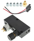 Adjustable Proportioning Valve And Distribution Block Drop In Kit With Stainless Steel 3 16 Brake Line Fittings And Light Switch Wiring Pigtail top view with fittings and wires.