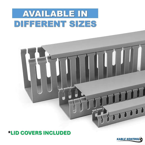 Open Slot Cable Raceway Kit 4x4 Inch Wire Duct Set 6.5 Ft Long 8 Pack Gray PVC Cord Hider with lid covers included