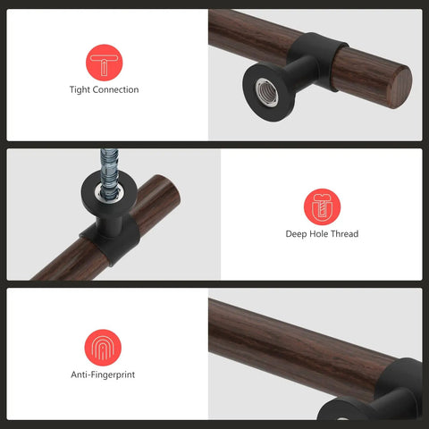 Ten Pack Three Inch Walnut Wood Grain Cabinet Pulls In Matte Black Metal Drawer Handles For Dresser And Cupboard Durable Wood Grain Finish