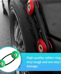 Car Bumper Quick Release Clips Kit, 18 Pcs Front And Rear Bumper Bracket Fasteners, Universal Auto Fasteners For SUV, Truck, And Car, Durable Aluminum Alloy Replacement Accessories, Easy Install, Green installed on a vehicle bumper, showing close-up of red fastener and attached rubber ring.