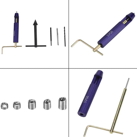 M3 Stainless Steel Wire Thread Insert Kit with twist drill bits, wrench, and stainless inserts for metal thread repair.