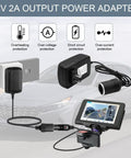 Solid AC To DC Converter 100 To 240V To 12V Car Cigarette Lighter Socket Adapter With Silent Cooling For Inflator Portable Vehicle Power Supply Plug And Go Travel Accessory Up To 24W with protective features and connection cables.
