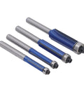 Get Your Hands On These Ycauty Tungsten Steel Flush Trim Router Bits, 4 piece blue coated set with 1/4 inch shank.