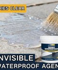 Heavy Duty Clear Waterproof Sealant Slick Seamless Liquid Coat applied on a surface, showing clear finish and brush usage.