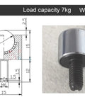 Diagram and close-up of Fast Action Universal Ball Bearing Caster Wheel With Screw For High Load Equipment Heavy Duty Stem Caster