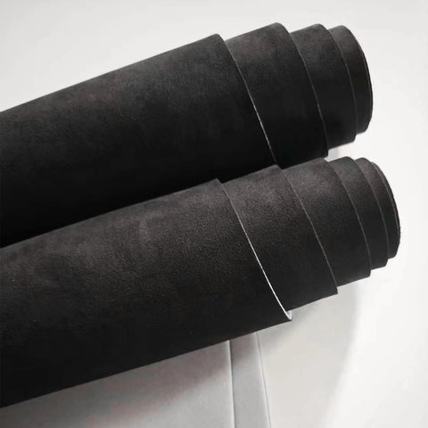 Suede auto headliner fabric rolls, black, foam-backed, 120 in × 60 in; two rolls (close-up)