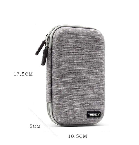 Rock Solid Hardshell Diabetes Travel Case Bag For Diabetic Supplies And Glucometer Testing Kit Organizer made of grey canvas with dual zippers