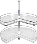 Two Tier Kidney Corner Cabinet Lazy Susan For Base Cabinets 28 Inch Chrome 270 Degree Turntable Organizer Game Changer