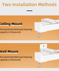 Heavy Duty White Curtain Track System For Ceiling Or Wall Mount With Thickened 6.89 Ft Rail And Hook Set, Ideal Room Divider For Living Room, Bedroom, Office, Or RV, Built To Be Durable, Rock Solid, And Long Lasting ceiling and wall mount shown