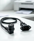 IEC C14 To C13 Power Extension Cable, Right Angle C90 Design, 60 Cm Panel Mount Cord, Solid Copper Core, Smooth Rig Routing, Knockout Solution For Cabinets And Server Workstations.