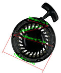 Aftermarket 212cc Pull Start Recoil Starter Replacement for Predator 212 showing dimensions and handle detail