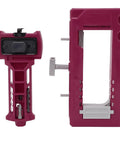 Door Hinge And Latch Installation Kit With Plastic Mortiser Template For 1 3 Eighth Or 1 3 Quarter Inch Doors, Includes Router Guide Chisel Tool Marking Tool And Drill Bits For Quick, DIY Friendly, Pro Grade Hardware Mounting, showing mortiser template and parts.