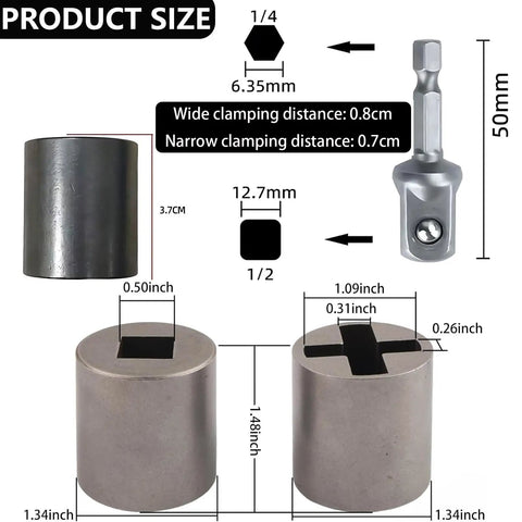 Jack Socket Adapter For Hand Drill And Scissor Jack Drill Adapter For Cars With Half Inch Socket Adapter Bit product dimensions