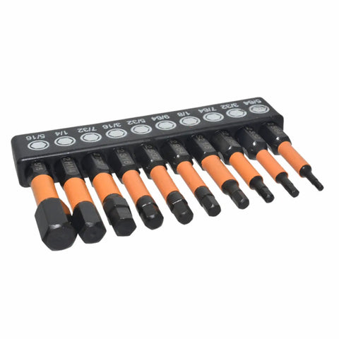 Versatile 20-piece Allen Wrench Bit Set Featuring S2 Steel Metric And Inch Hex Drill Kit For Heavy Duty Fastener Work, Perfect For Pro Mechanics Hitting All Your DIY Projects Without Hassle Or Fumbling With Multiple Tools. 20-piece S2 steel hex bit set with orange grips