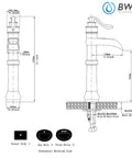 Diagram of Oil Rubbed Bronze Vessel Sink Faucet Tall Waterfall With Single Handle One Hole Installation with dimensions.