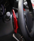 Side view of Aluminum Paddle Shifter Kit for Toyota Camry 2012-2016 and Corolla 2014-2018 installed on a steering wheel.