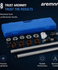 Beefed-Up Engine Cam Bearing Installation And Removal Tool Kit With 1-1/8 To 2-2/3 Inch Adapter displayed with tools and case.