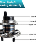 Beefed Up Rear Wheel Bearing Hub Assembly 512505 2 Pack For Toyota Prius 2010-2015 with labeled parts including flanges and wheel stud