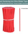 Top Shelf Flat Iron Wire Twist Ties For Garden Vine Support And Plant Securing Reusable Red Gardening Strips With Sturdy Metal Core, bundled red ties.