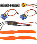 1000KV Brushless Motor With 40A ESC, 9G SG90 Micro Servo And 1060 Propeller Kit for RC planes shown with components