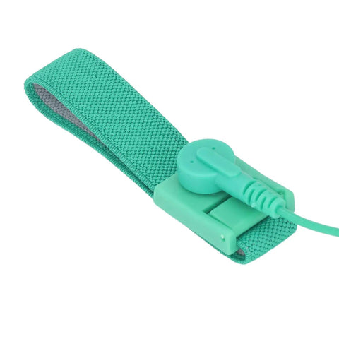 Single green strap from 10 Pack Anti Static Wrist Straps With Adjustable Length And 1 Mega Ohm Resistor Grounding Bracelets For Electronics