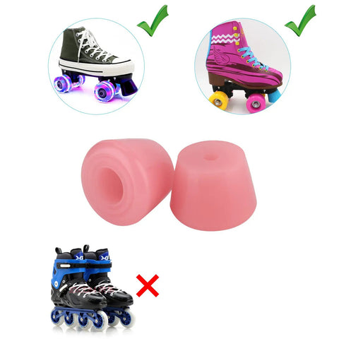 Two Pack Roller Skate Toe Stoppers Brake Plugs For Quad Skates Pink With Screws Included Durable PU Rubber For Fast Braking