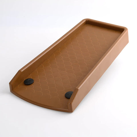 17-Inch Downspout Splash Block And Gutter Extender Kit, brown plastic splash block on white background, angled view, for erosion protection
