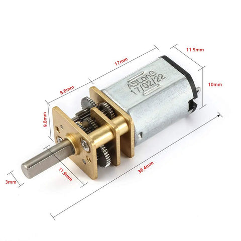 Dope Ultra Compact 3V DC Gear Motor With Micro Speed Reduction Gearbox 50 RPM Two Terminals Ideal For RC Cars Robots Drones And DIY Projects Engine Build Kit metal gearbox with dimensions and details showing.