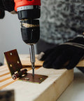 Person using drill with Wood Screws Kit 300 Pcs Six Sizes Flat Head Phillips Drive Self Tapping Coarse Thread Screws for Woodworking