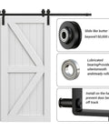 11 Foot Bypass Sliding Barn Door Hardware Kit For Double Wooden Doors With Single Track Bypass System, components shown
