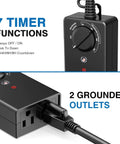All In One RGBW Low Voltage Landscape Lighting Kit With Transformer And Timer Plug And Play showcasing timer functions and outlets.