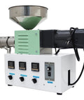 Badass Single Screw Extruder Desktop Machine For Custom 3D Printer Filament Production With Precision Heating And Smooth Plastic Output, featuring stainless funnel and controls.