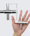 4 Way Sillcock Key Wrench Set For Faucets And Valves, Lifesaver Water Access Tool shown in hand, compact size, steel, 4 pack